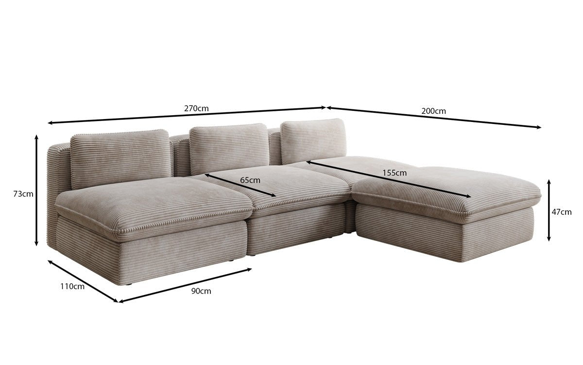 Designer L Sofa Kuschel am Cord