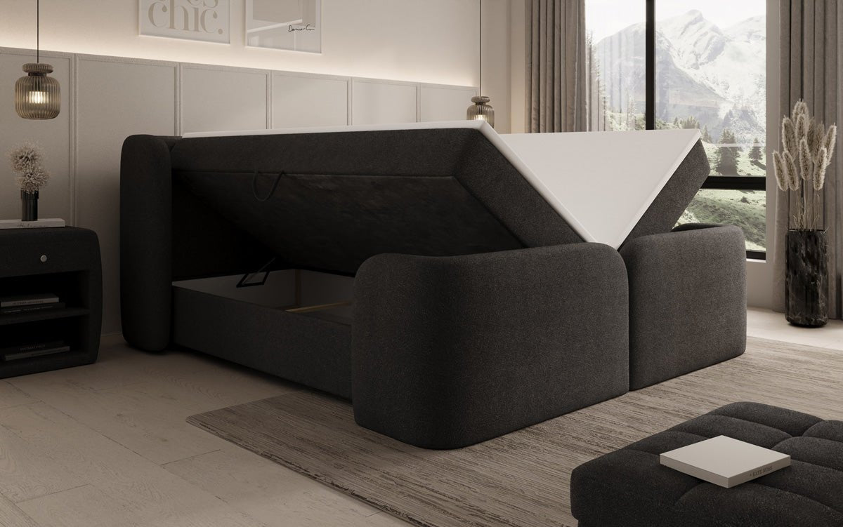 Boxspringbett Riva Bouclé mit Stauraum