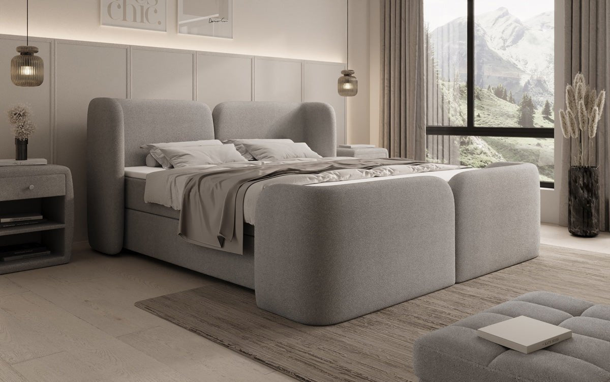 Boxspringbett Riva Bouclé mit Stauraum