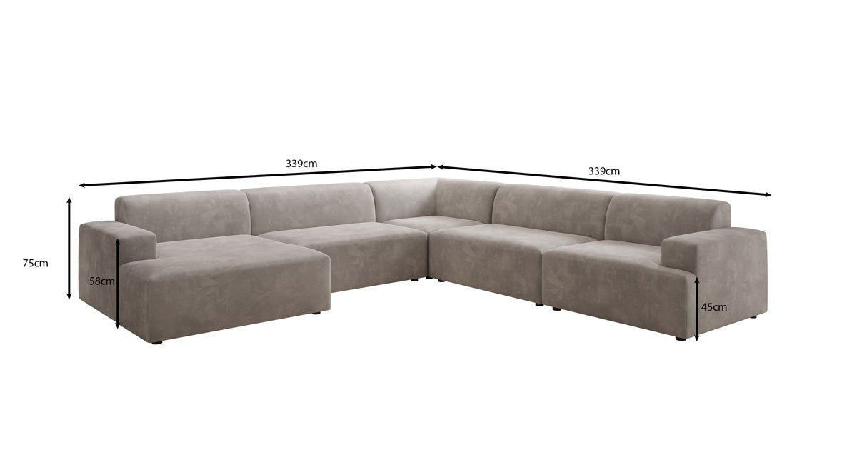 Designer Sofa Monza Wunnlandschaft U XXL a Samt