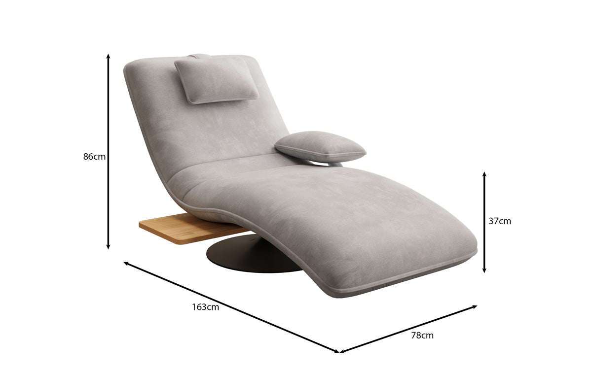 Designer Relax-Liege Velor Samt mit Drehfunktion und Beistelltisch