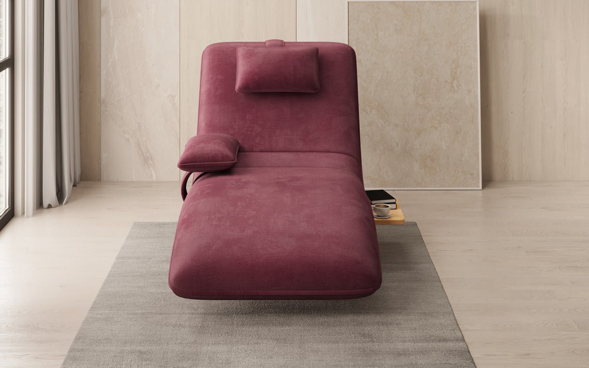 Designer Relax-Liege Velor Samt mat Dréifunktioun an Beistelltisch