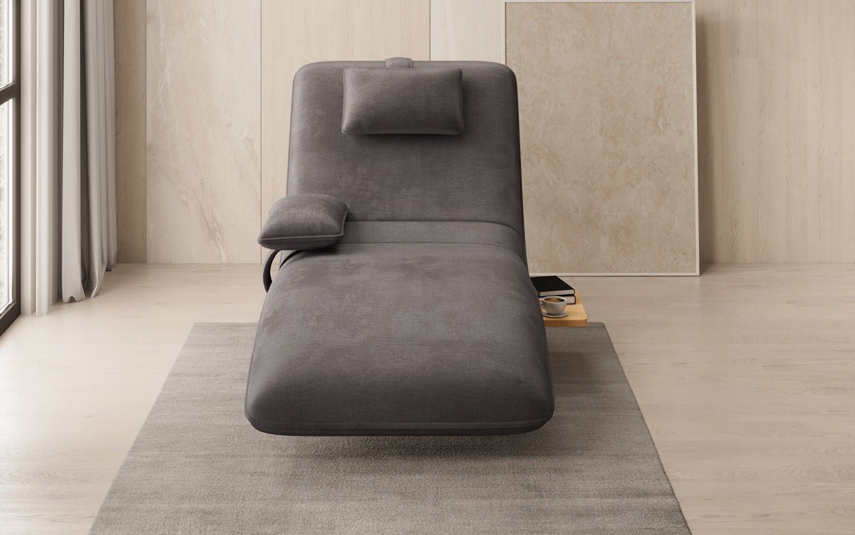 Designer Relax-Liege Velor Samt mat Dréifunktioun an Beistelltisch