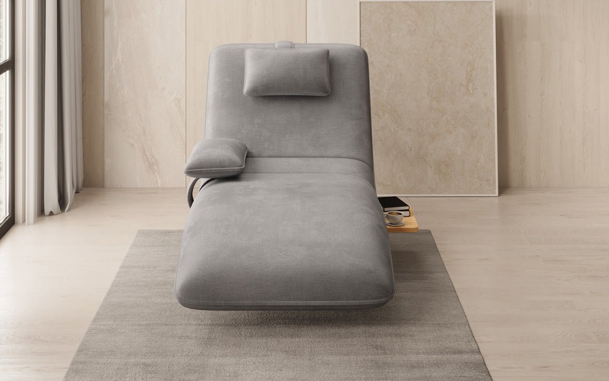 Designer Relax-Liege Velor Samt mat Dréifunktioun an Beistelltisch