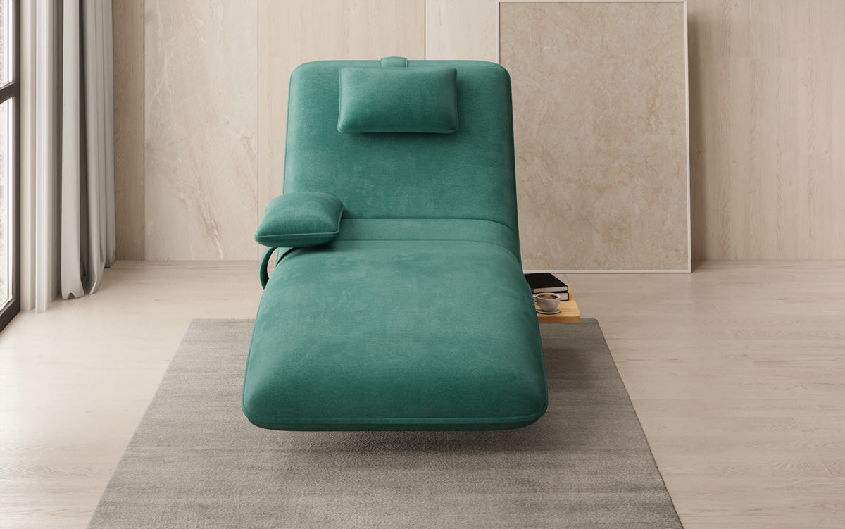 Designer Relax-Liege Velor Samt mit Drehfunktion und Beistelltisch