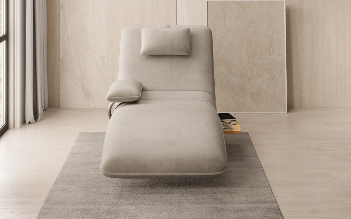 Designer Relax-Liege Velor Samt mit Drehfunktion und Beistelltisch