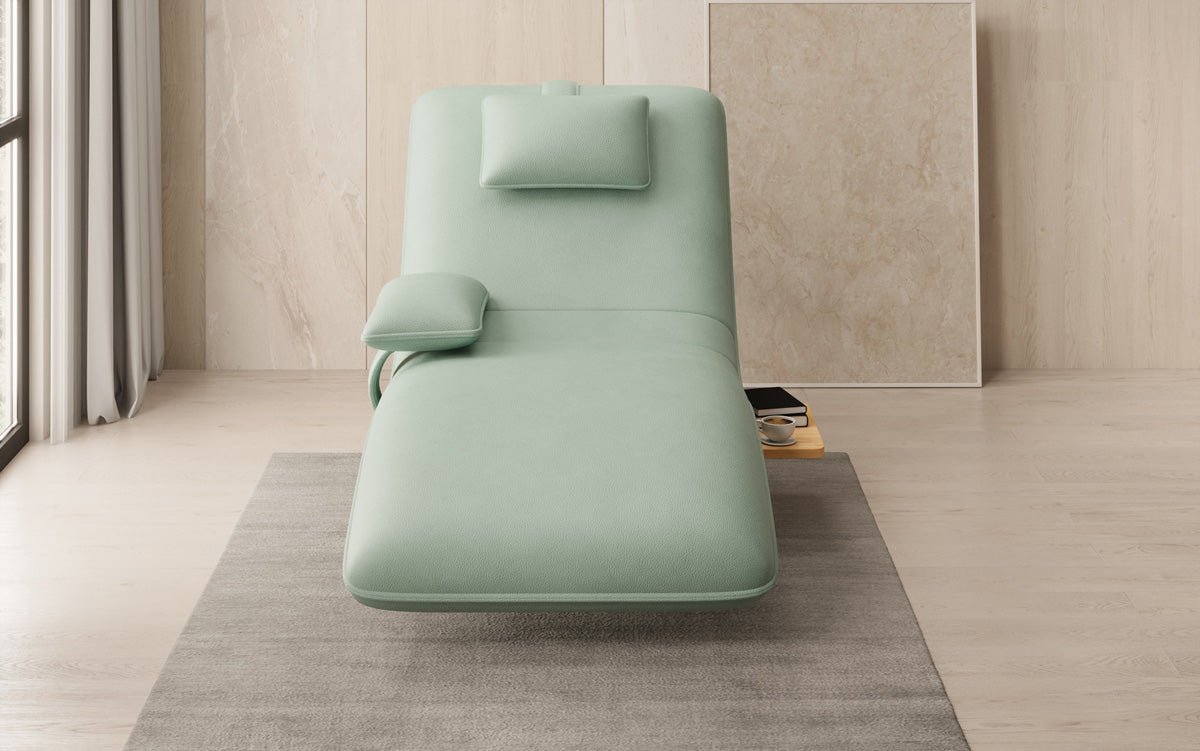 Designer Relax-Liege Velour Echtläder mat Dréifunktioun an Beistelltisch