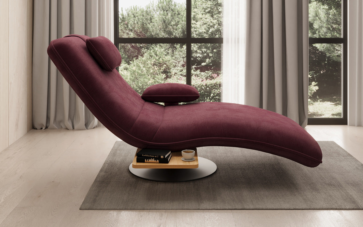 Designer Relax-Liege Velor Samt mit Drehfunktion und Beistelltisch