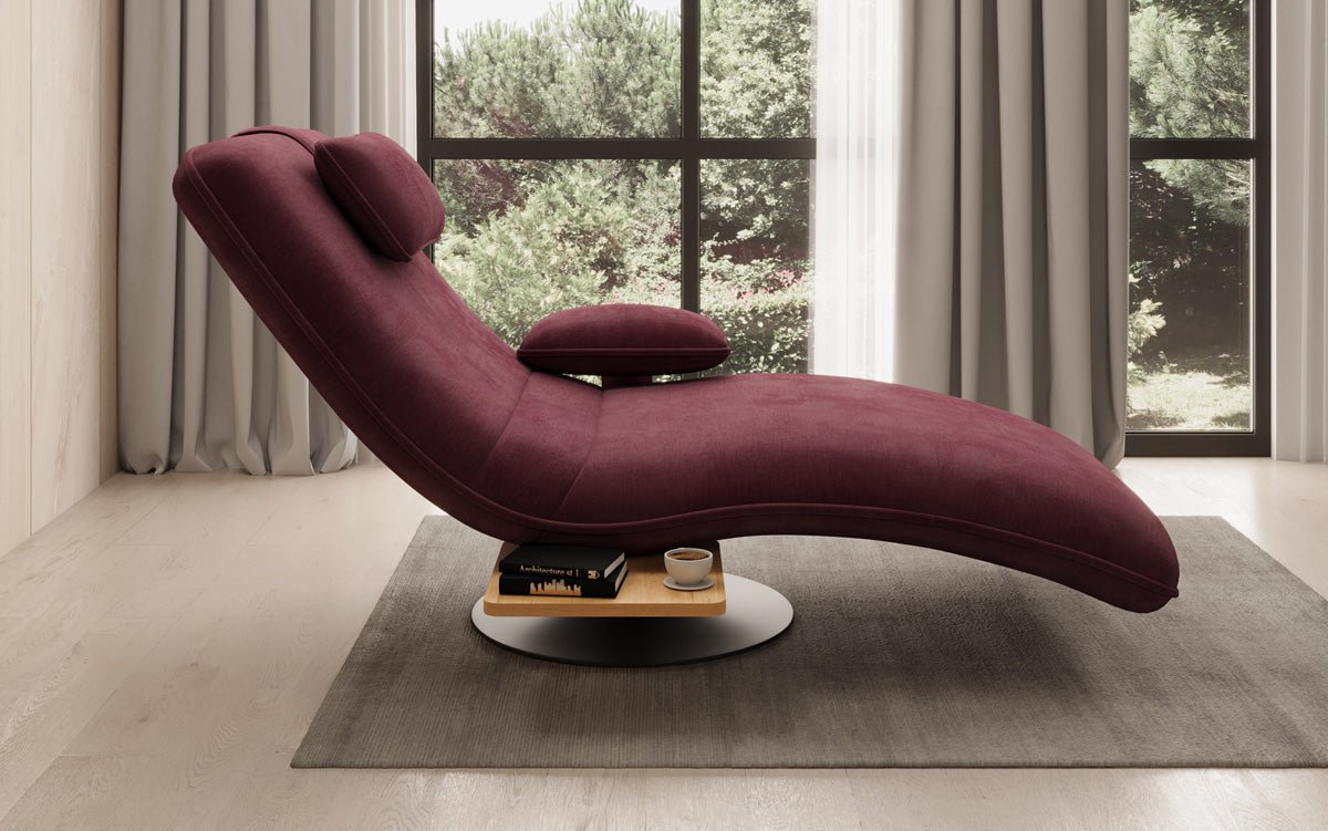 Designer Relax-Liege Velor Samt mat Dréifunktioun an Beistelltisch
