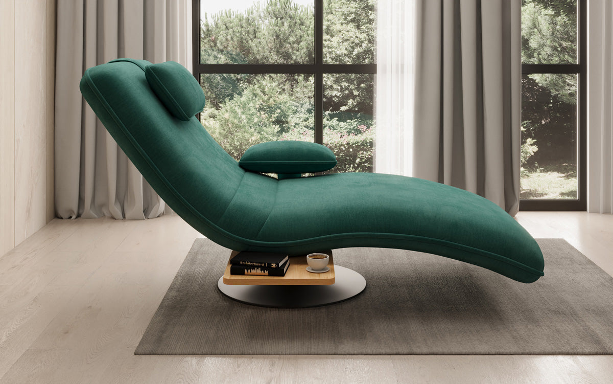 Designer Relax-Liege Velor Samt mit Drehfunktion und Beistelltisch