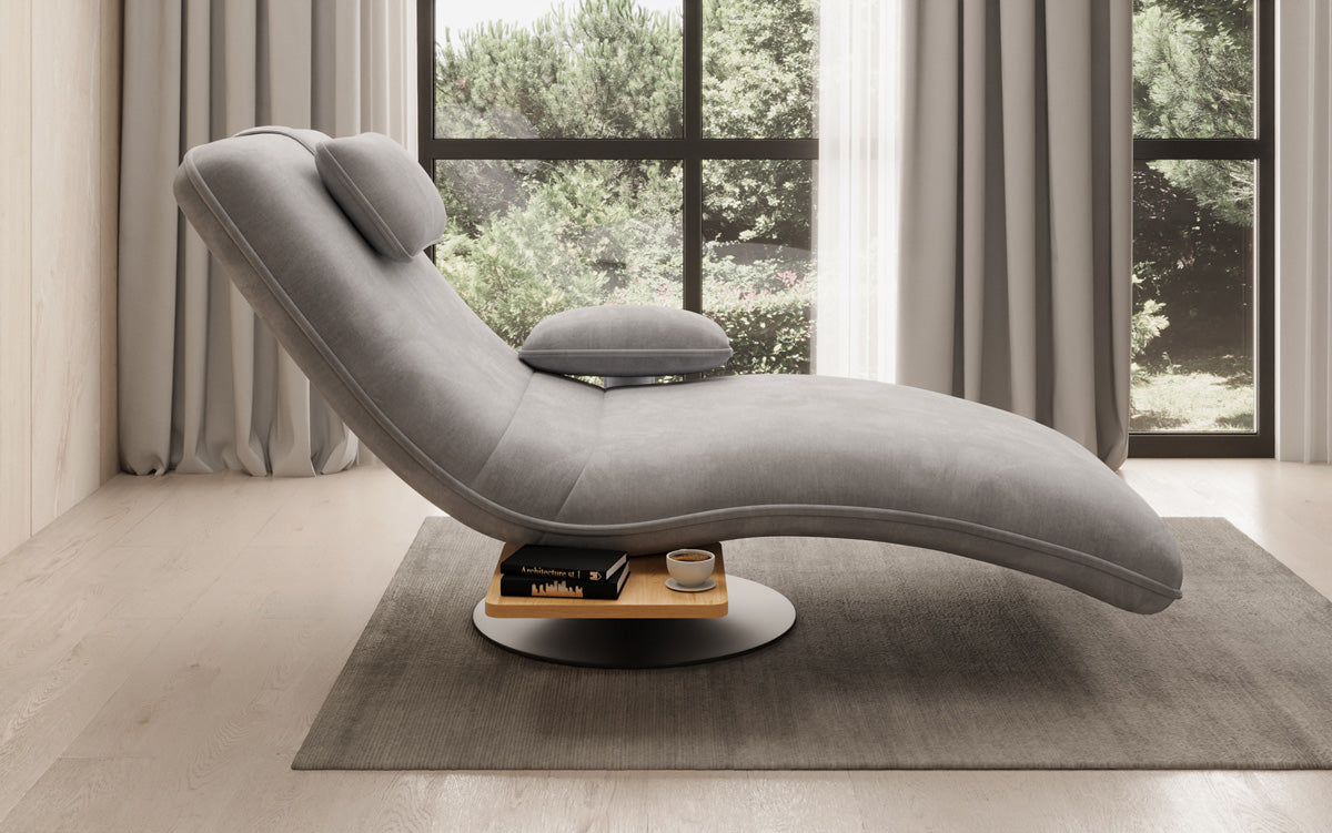 Designer Relax-Liege Velor Samt mit Drehfunktion und Beistelltisch