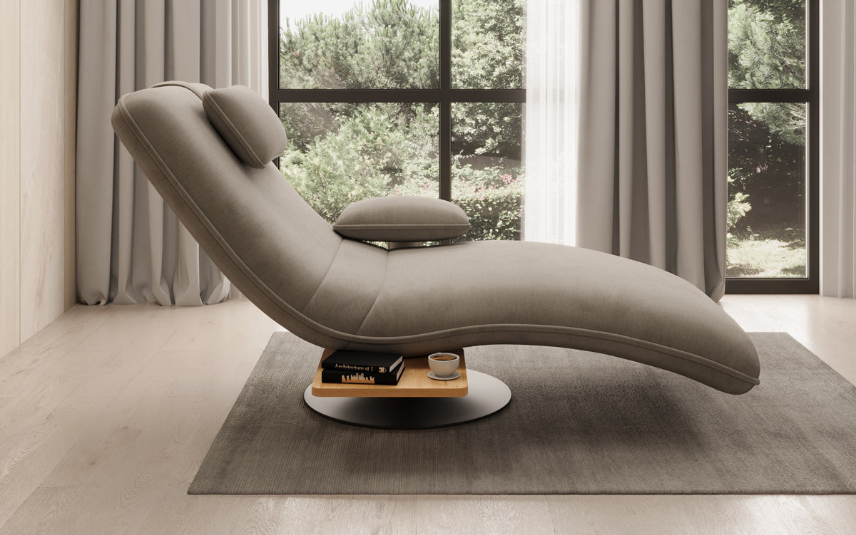 Designer Relax-Liege Velor Samt mit Drehfunktion und Beistelltisch
