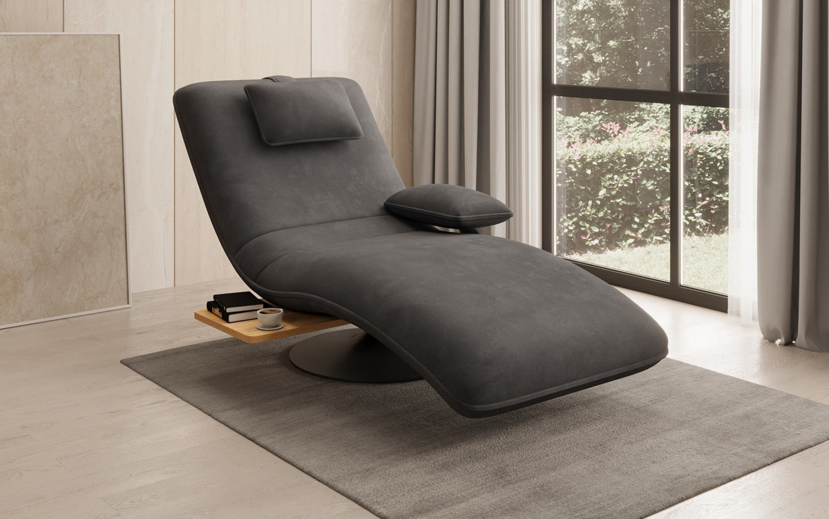 Designer Relax-Liege Velor Samt mit Drehfunktion und Beistelltisch