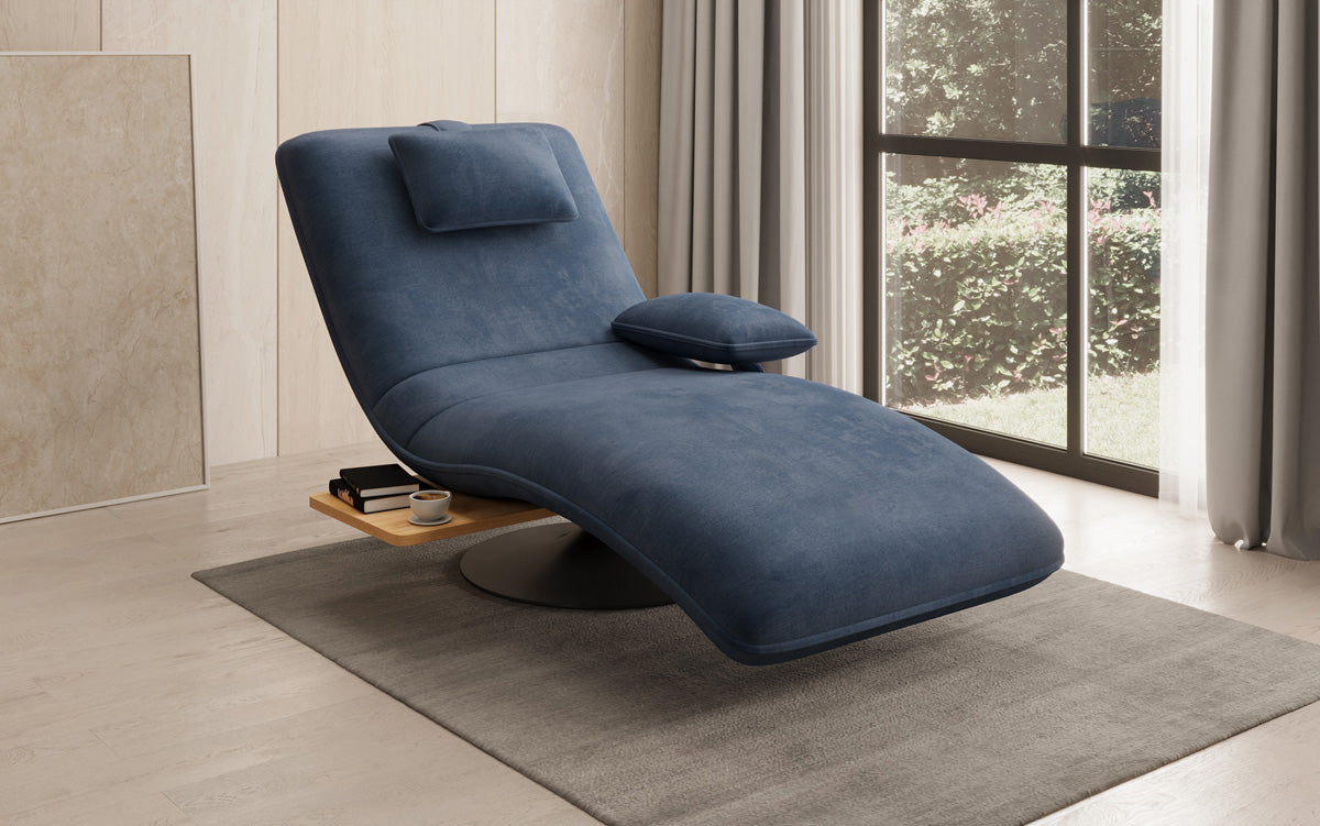 Designer Relax-Liege Velor Samt mit Drehfunktion und Beistelltisch