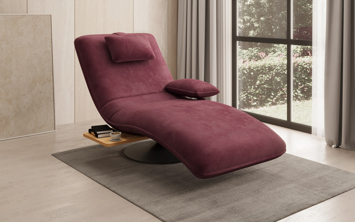 Designer Relax-Liege Velor Samt mit Drehfunktion und Beistelltisch