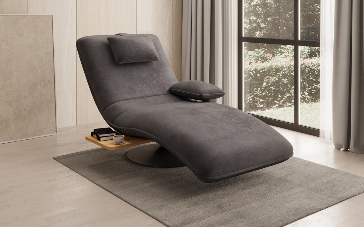 Designer Relax-Liege Velor Samt mit Drehfunktion und Beistelltisch