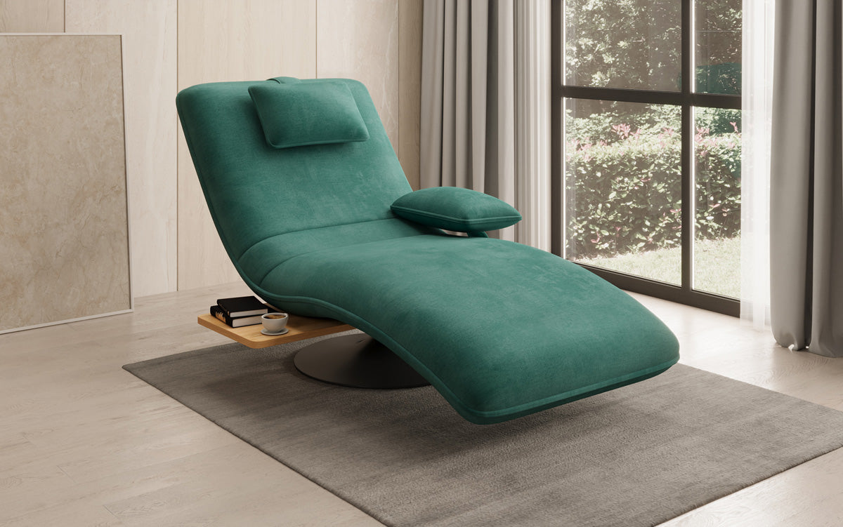 Designer Relax-Liege Velor Samt mit Drehfunktion und Beistelltisch