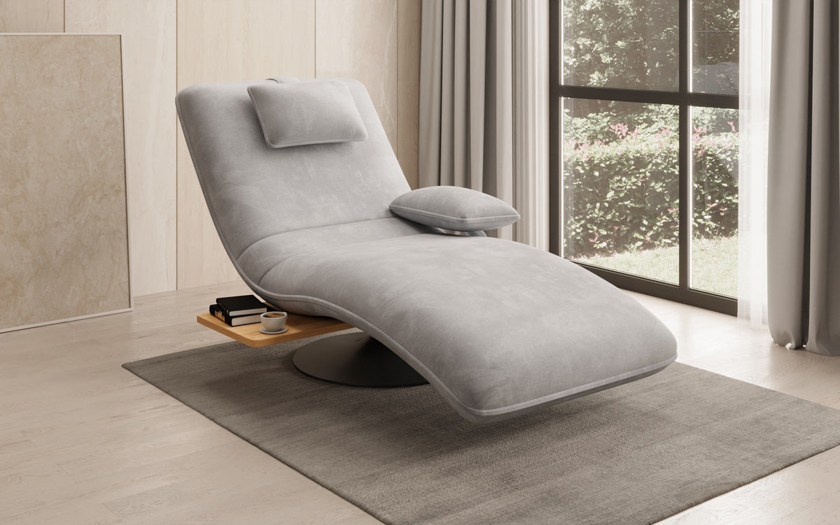 Designer Relax-Liege Velor Samt mit Drehfunktion und Beistelltisch