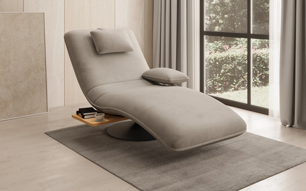 Designer Relax-Liege Velor Samt mit Drehfunktion und Beistelltisch
