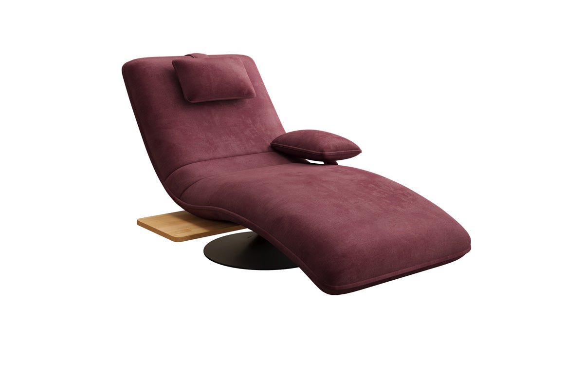 Designer Relax-Liege Velor Samt mat Dréifunktioun an Beistelltisch