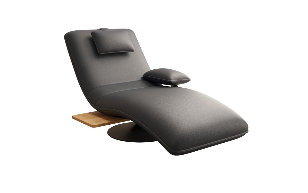 Designer Relax-Liege Velour Echtläder mat Dréifunktioun an Beistelltisch