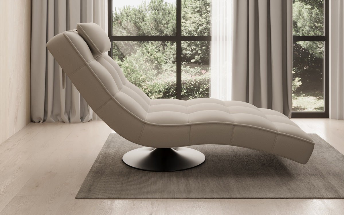 Designer Relax-Liege Livara Stoff mat Dréifunktioun