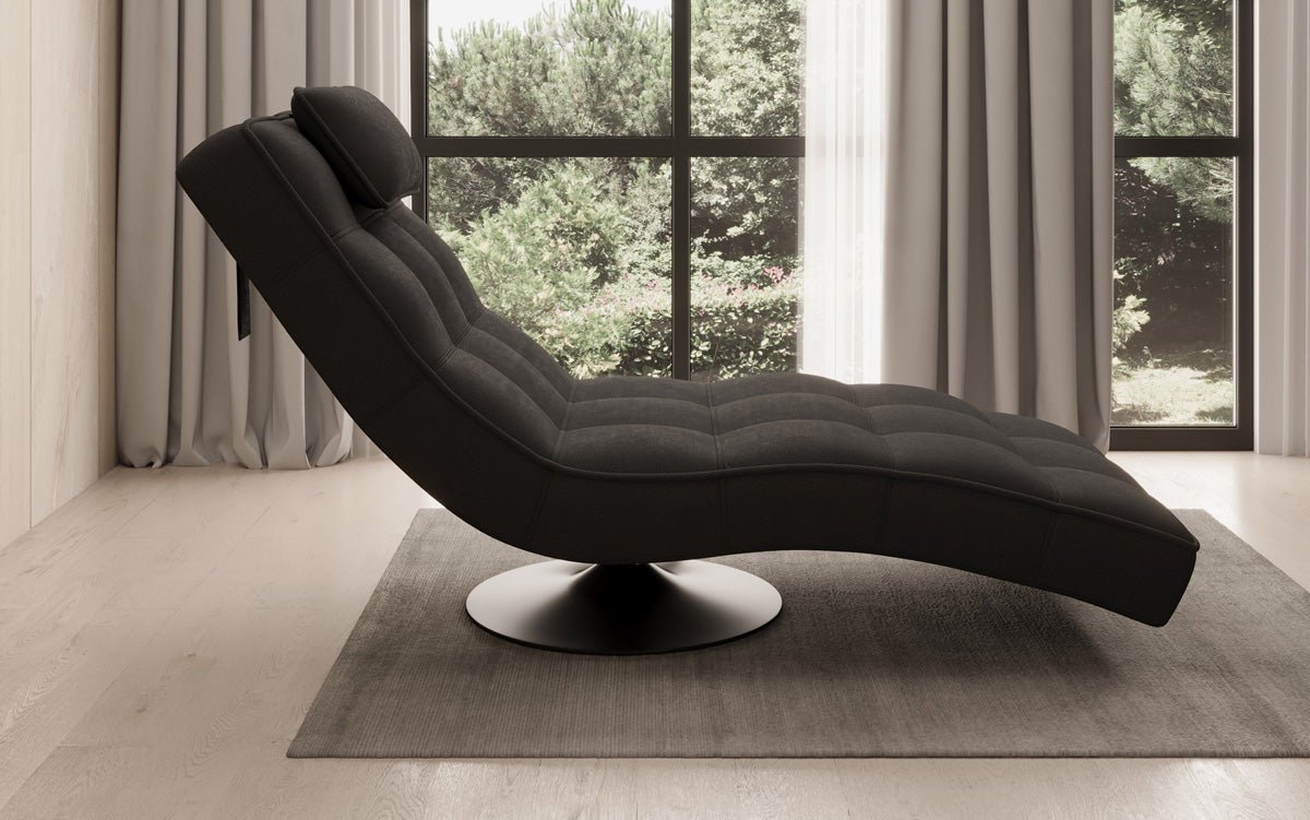 Designer Relax-Liege Livara Stoff mat Dréifunktioun