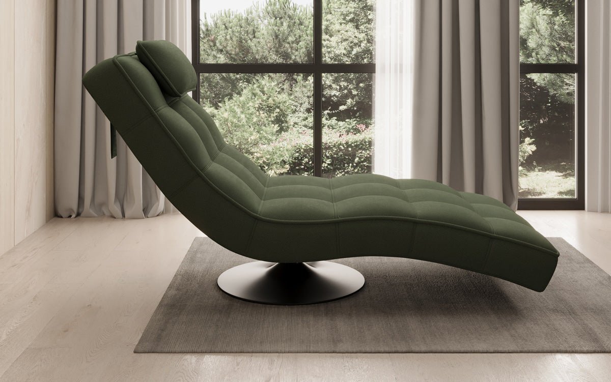 Designer Relax-Liege Livara Stoff mat Dréifunktioun