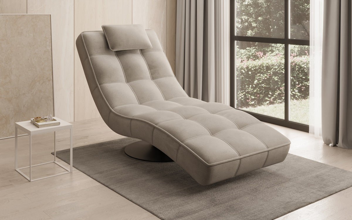 Designer Relax-Liege Livara Samt mat Dréifunktioun