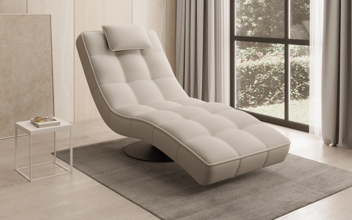 Designer Relax-Liege Livara Stoff mat Dréifunktioun