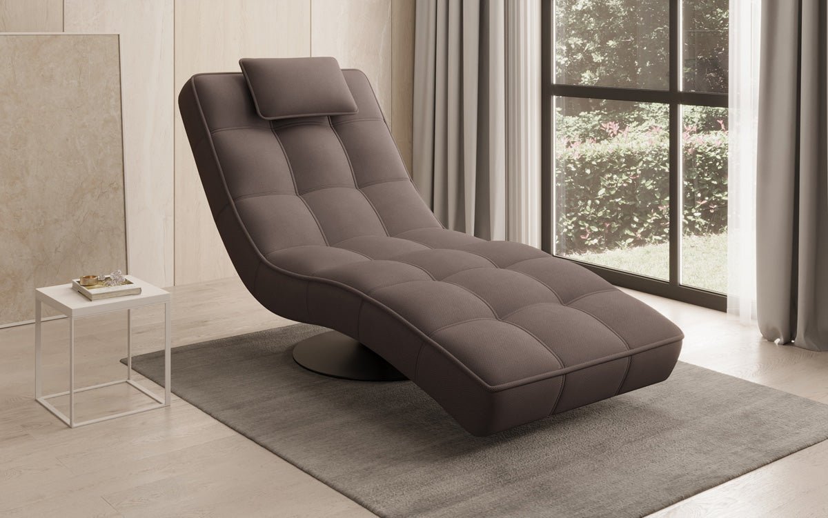 Designer Relax-Liege Livara Stoff mat Dréifunktioun