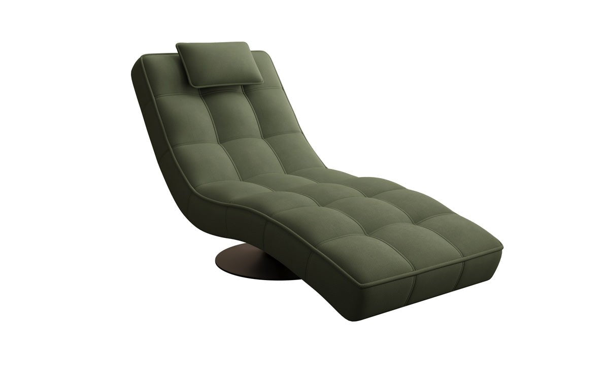 Designer Relax-Liege Livara Stoff mat Dréifunktioun