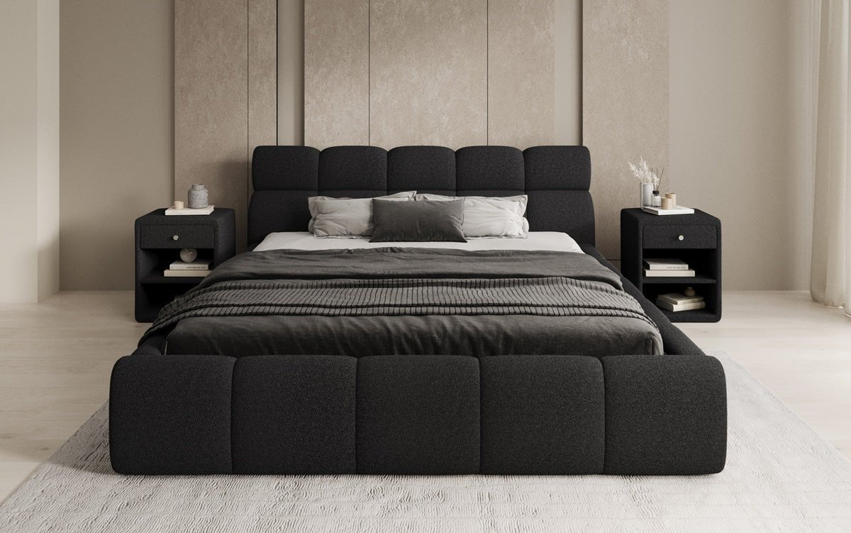 Designer Polsterbett Dallas Bouclé mat Stauraum