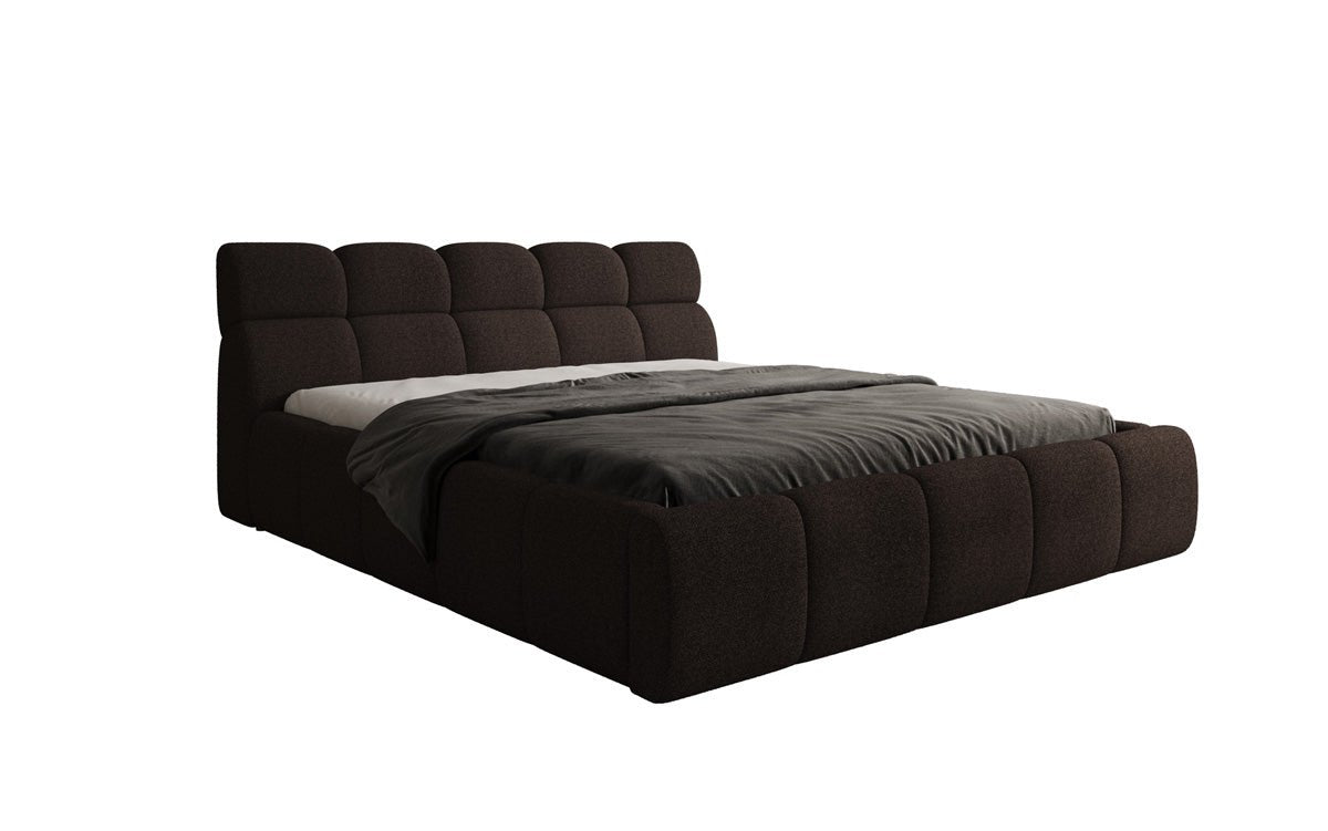 Designer Polsterbett Dallas Bouclé mat Stauraum