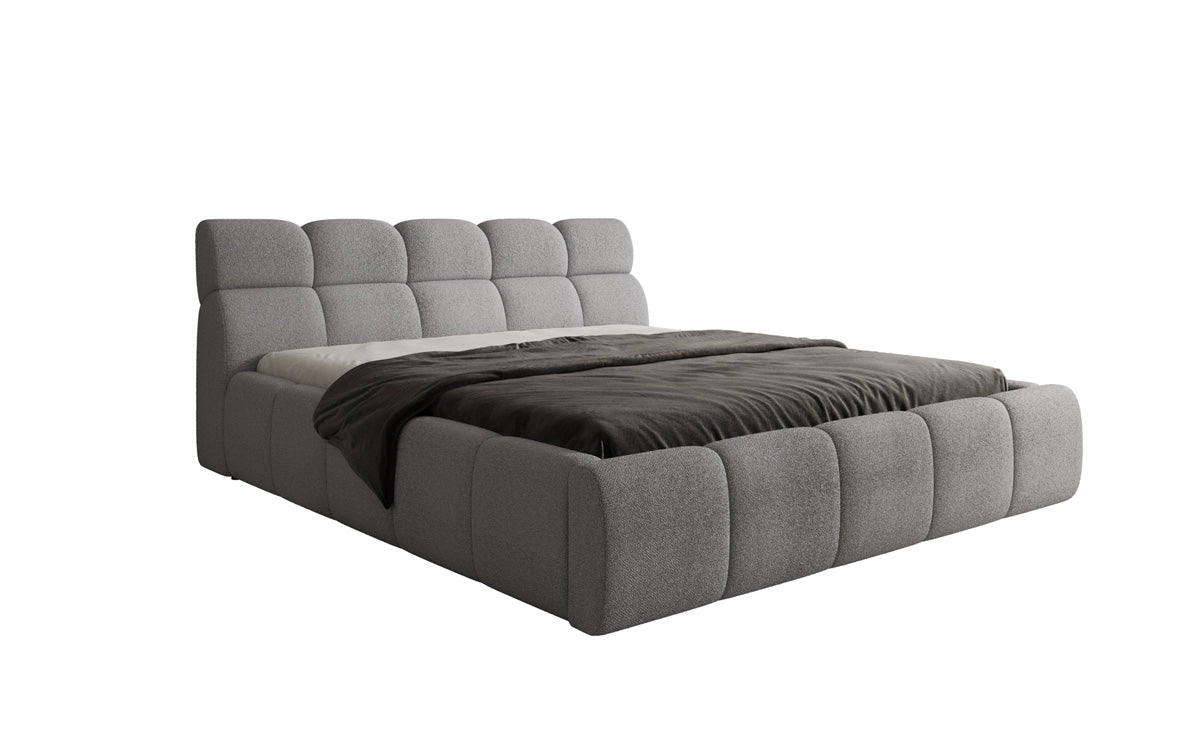 Designer Polsterbett Dallas Bouclé mat Stauraum