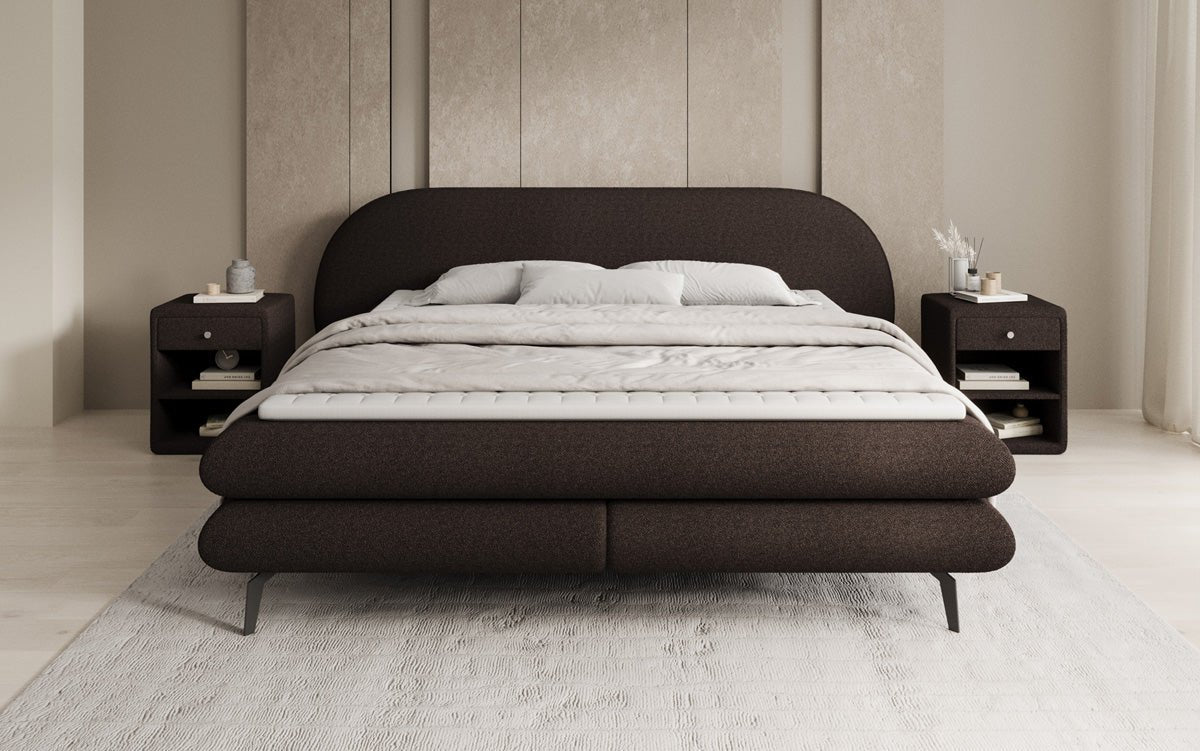 Boxspringbett Marisol mat ovalem Headboard a Bouclé