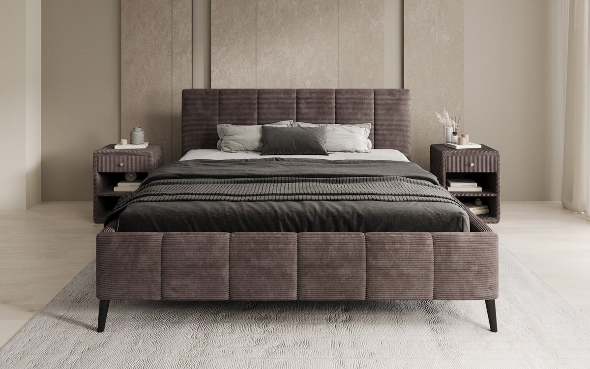 Designer Polsterbett Valerio a Cord mat héichverstellbarem Lattenrost