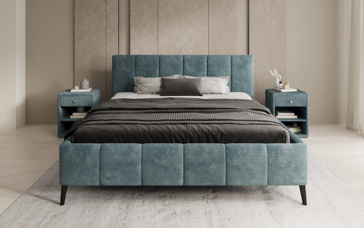 Designer Polsterbett Valerio a Cord mat héichverstellbarem Lattenrost