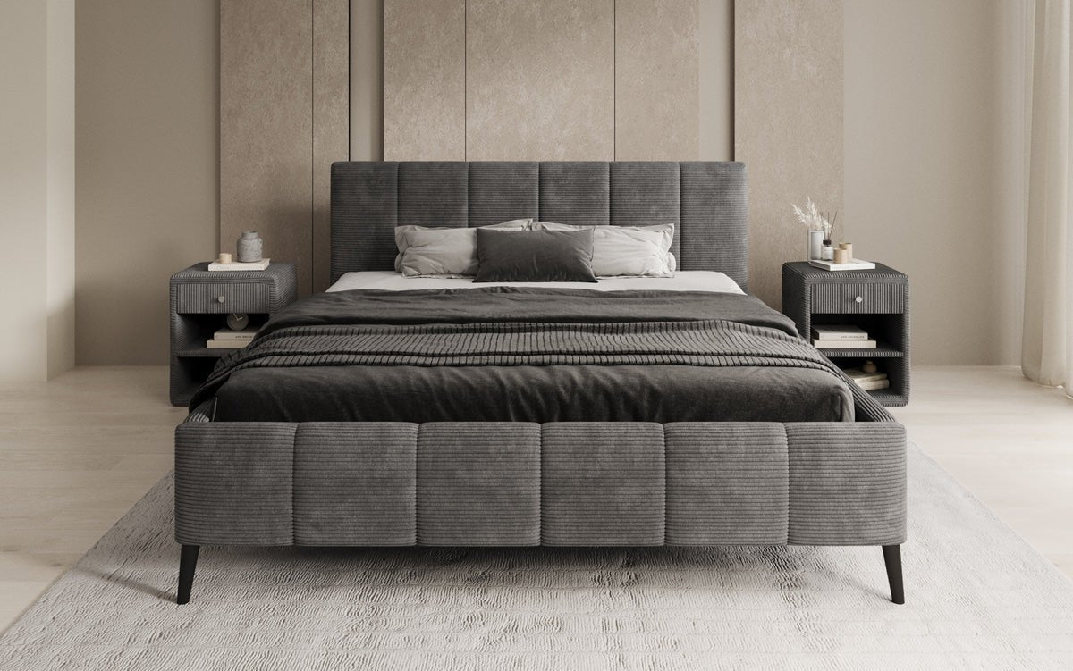 Designer Polsterbett Valerio a Cord mat héichverstellbarem Lattenrost