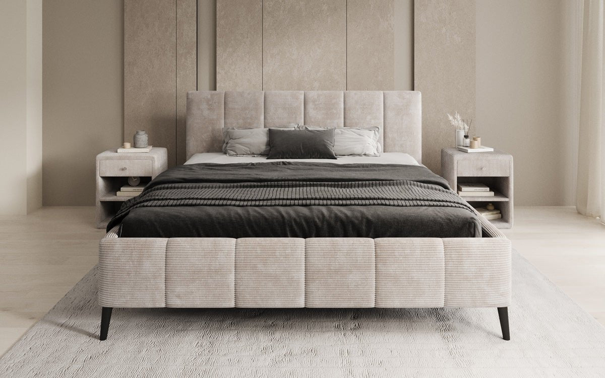Designer Polsterbett Valerio a Cord mat héichverstellbarem Lattenrost