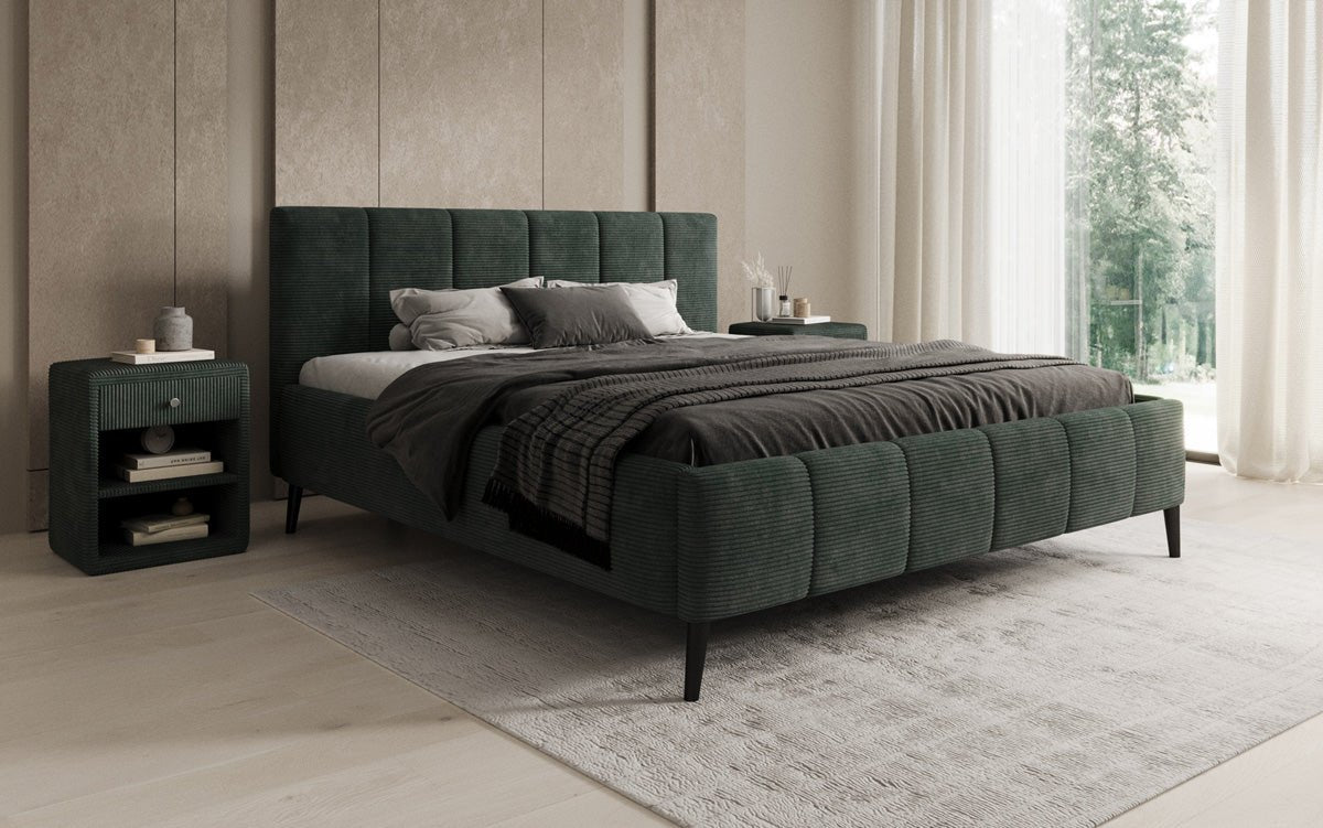 Designer Polsterbett Valerio a Cord mat héichverstellbarem Lattenrost