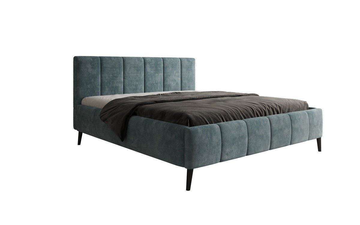Designer Polsterbett Valerio a Cord mat héichverstellbarem Lattenrost