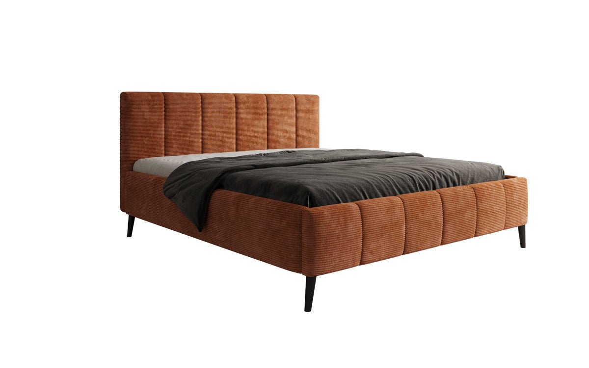 Designer Polsterbett Valerio a Cord mat héichverstellbarem Lattenrost