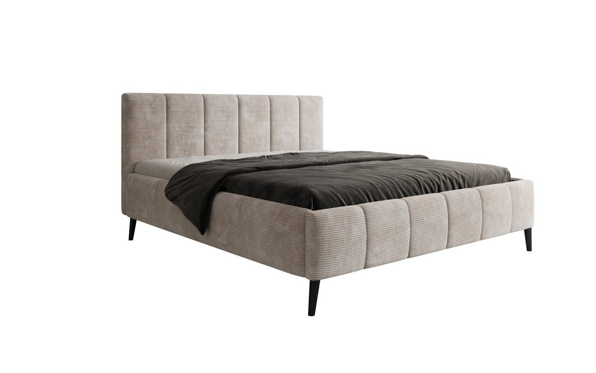 Designer Polsterbett Valerio a Cord mat héichverstellbarem Lattenrost