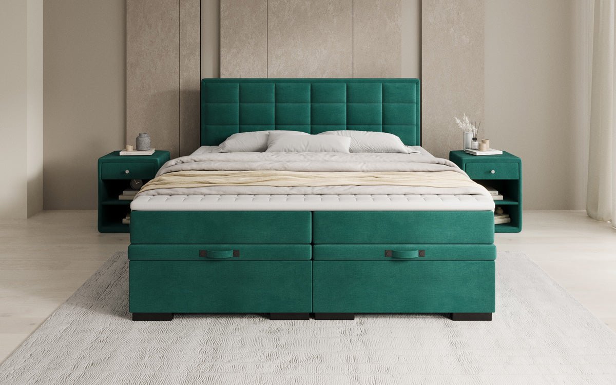 Boxspringbett Alessia mat Späicherplaz a Samt