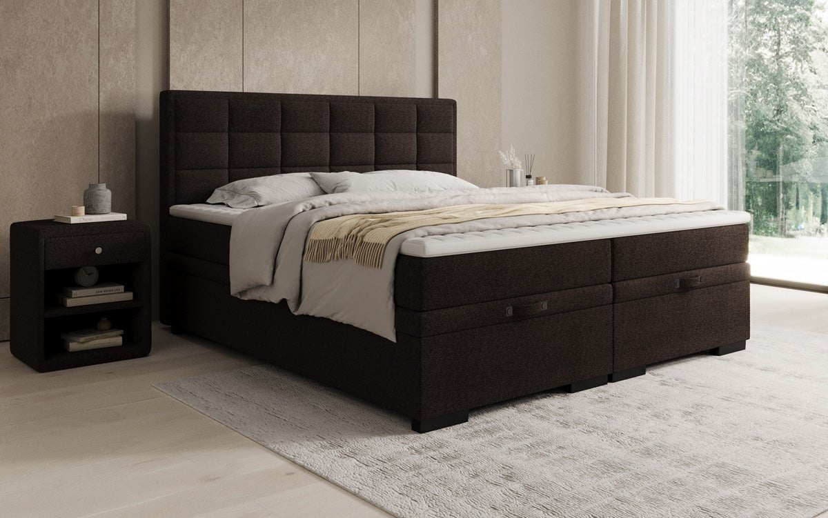 Boxspringbett Alessia mit Stauraum in Teddy Bouclé