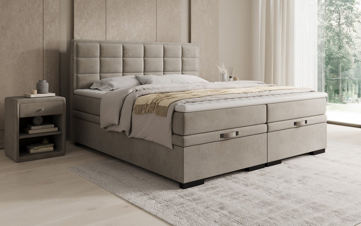 Boxspringbett Alessia mat Späicherplaz a Samt