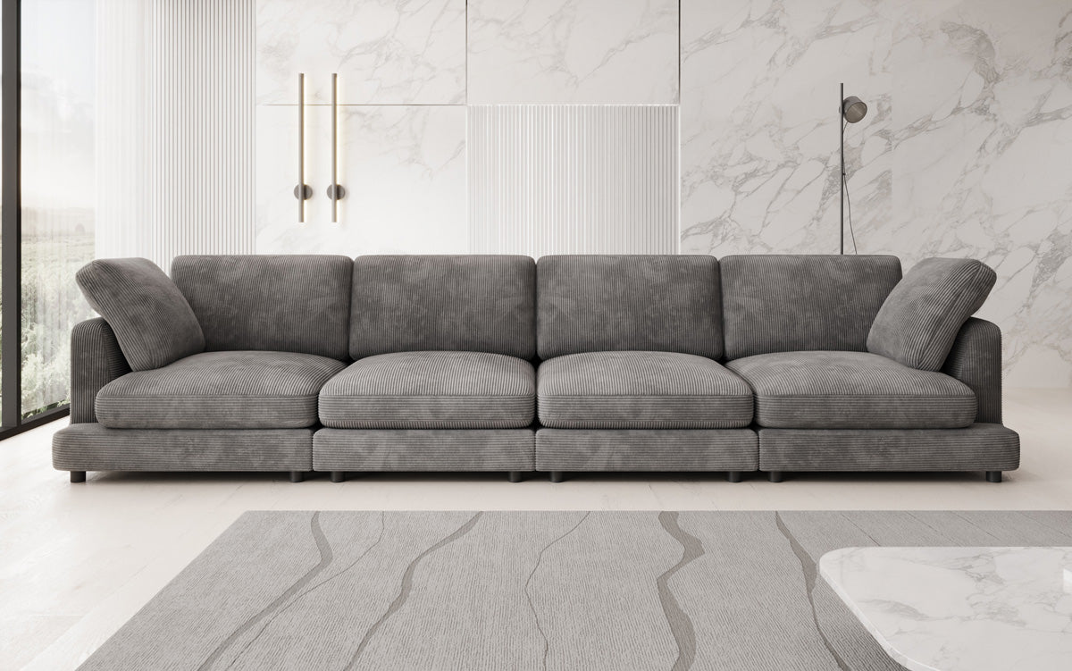 Designer 4-Sëtz Sofa Thalessa am Cord