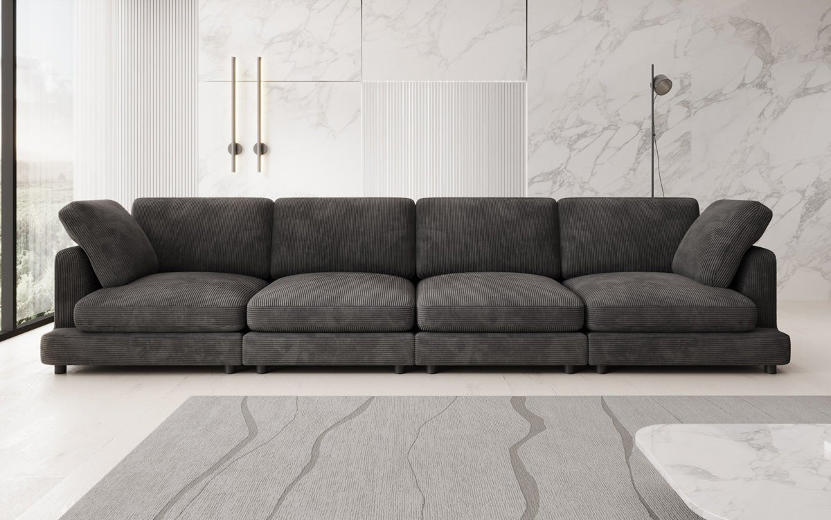 Designer 4-Sëtz Sofa Thalessa am Cord