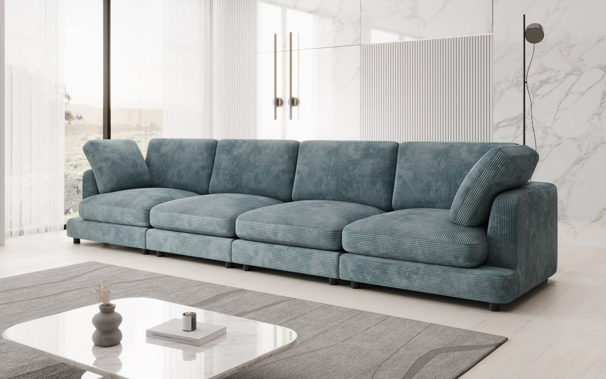 Designer 4-Sëtz Sofa Thalessa am Cord